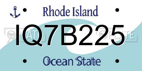 IQ7B225 Rhode Island License Plate