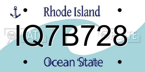 IQ7B728 Rhode Island License Plate