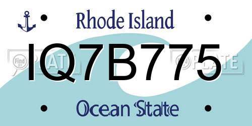 IQ7B775 Rhode Island License Plate