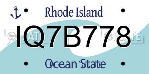 IQ7B778 Rhode Island License Plate