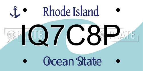 IQ7C8P Rhode Island License Plate