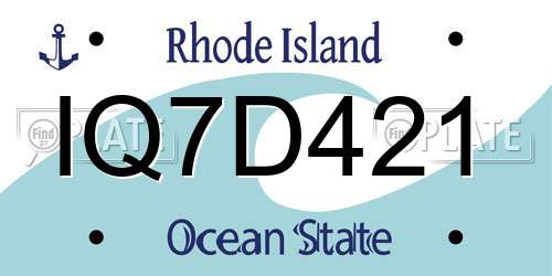 IQ7D421 Rhode Island License Plate