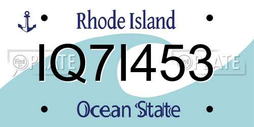 IQ7I453 Rhode Island License Plate