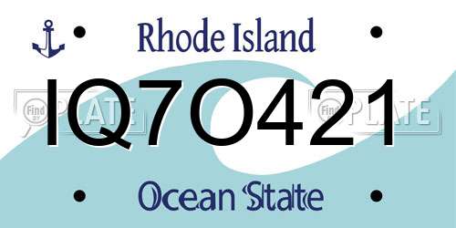 IQ7O421 Rhode Island License Plate