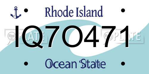 IQ7O471 Rhode Island License Plate