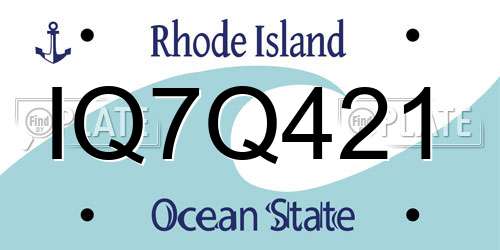 IQ7Q421 Rhode Island License Plate