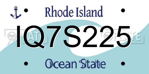 IQ7S225 Rhode Island License Plate