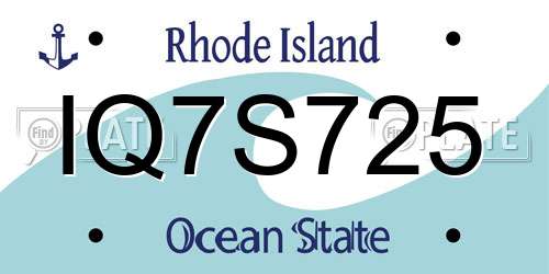 IQ7S725 Rhode Island License Plate