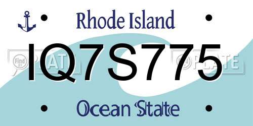 IQ7S775 Rhode Island License Plate
