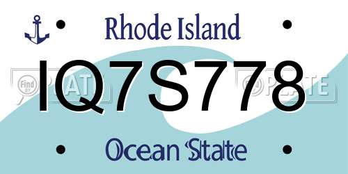 IQ7S778 Rhode Island License Plate