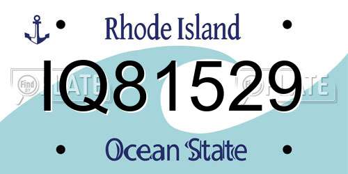 IQ81529 Rhode Island License Plate