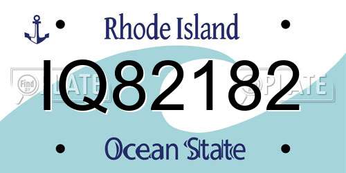 IQ82182 Rhode Island License Plate