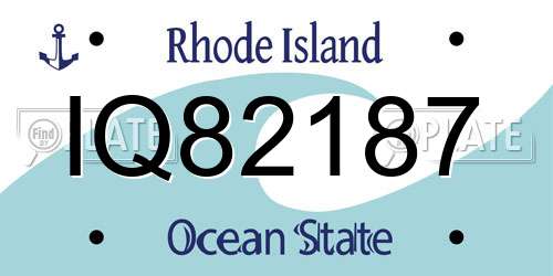 IQ82187 Rhode Island License Plate