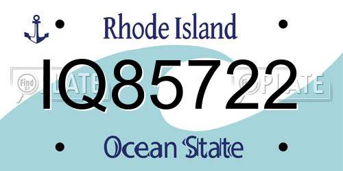 IQ85722 Rhode Island License Plate