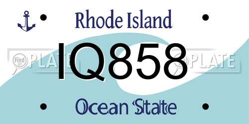 IQ858 Rhode Island License Plate