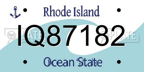 IQ87182 Rhode Island License Plate