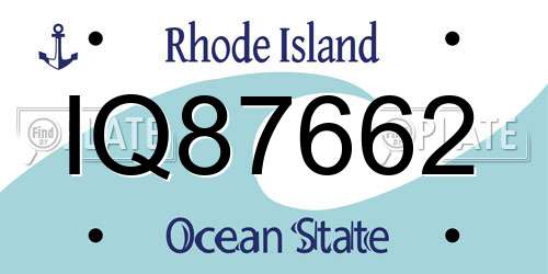 IQ87662 Rhode Island License Plate