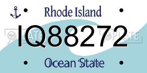 IQ88272 Rhode Island License Plate