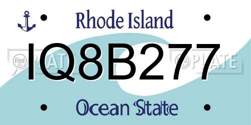 IQ8B277 Rhode Island License Plate