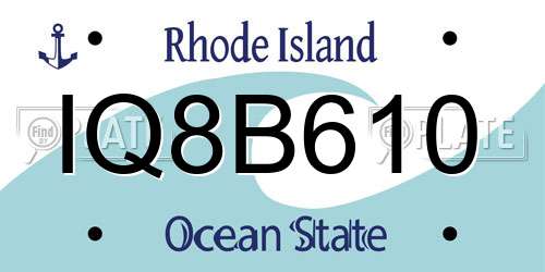 IQ8B610 Rhode Island License Plate