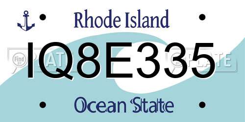 IQ8E335 Rhode Island License Plate