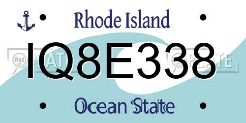 IQ8E338 Rhode Island License Plate
