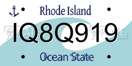 IQ8Q919 Rhode Island License Plate