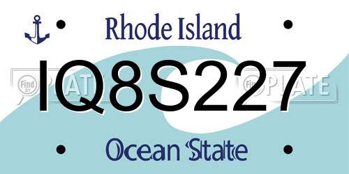 IQ8S227 Rhode Island License Plate