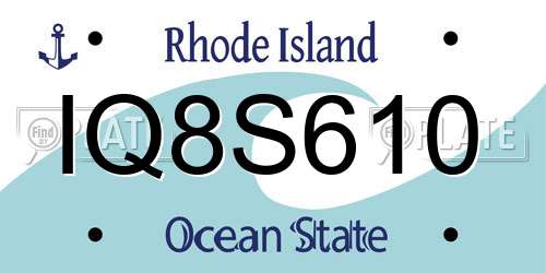 IQ8S610 Rhode Island License Plate