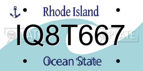 IQ8T667 Rhode Island License Plate