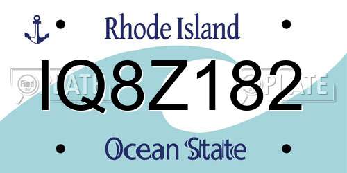 IQ8Z182 Rhode Island License Plate