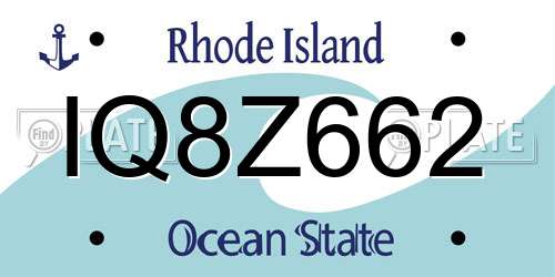 IQ8Z662 Rhode Island License Plate