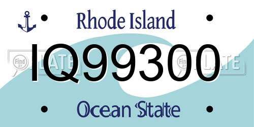 IQ99300 Rhode Island License Plate