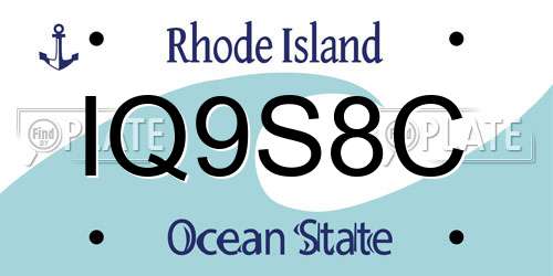 IQ9S8C Rhode Island License Plate