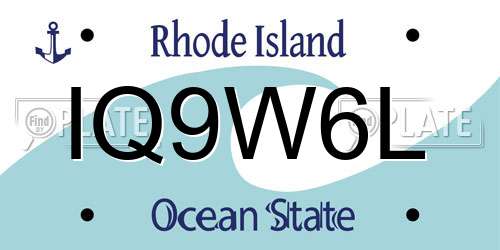 IQ9W6L Rhode Island License Plate
