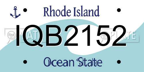IQB2152 Rhode Island License Plate