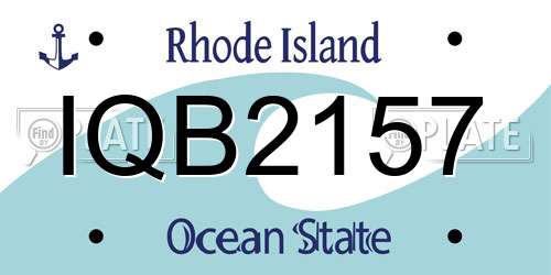 IQB2157 Rhode Island License Plate
