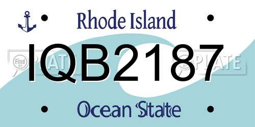IQB2187 Rhode Island License Plate