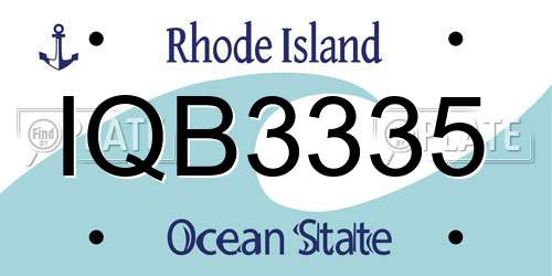 IQB3335 Rhode Island License Plate