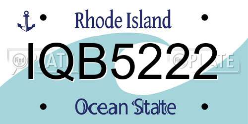 IQB5222 Rhode Island License Plate