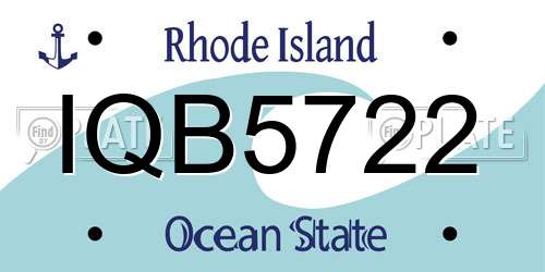 IQB5722 Rhode Island License Plate