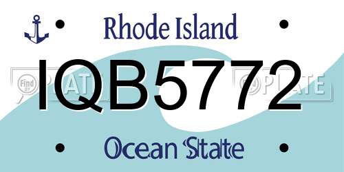 IQB5772 Rhode Island License Plate