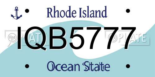 IQB5777 Rhode Island License Plate