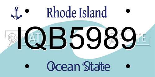 IQB5989 Rhode Island License Plate