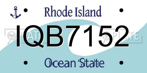 IQB7152 Rhode Island License Plate