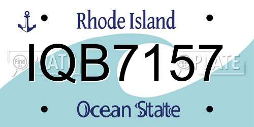 IQB7157 Rhode Island License Plate