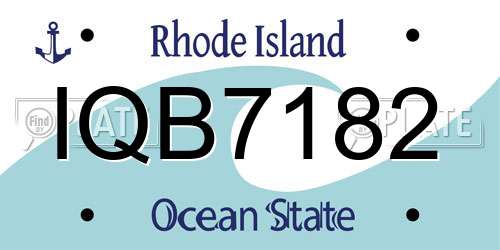IQB7182 Rhode Island License Plate