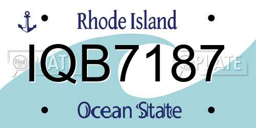 IQB7187 Rhode Island License Plate