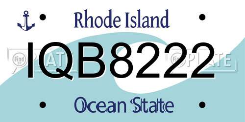 IQB8222 Rhode Island License Plate
