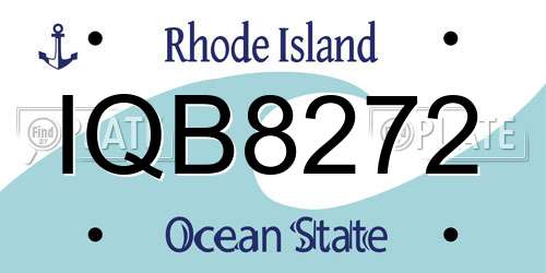 IQB8272 Rhode Island License Plate